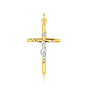 14k Two Tone Gold Cross Pendant