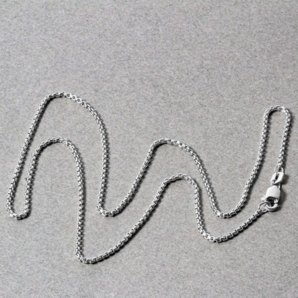 14k White Gold Round Box Chain (1.3 mm) - Image 6