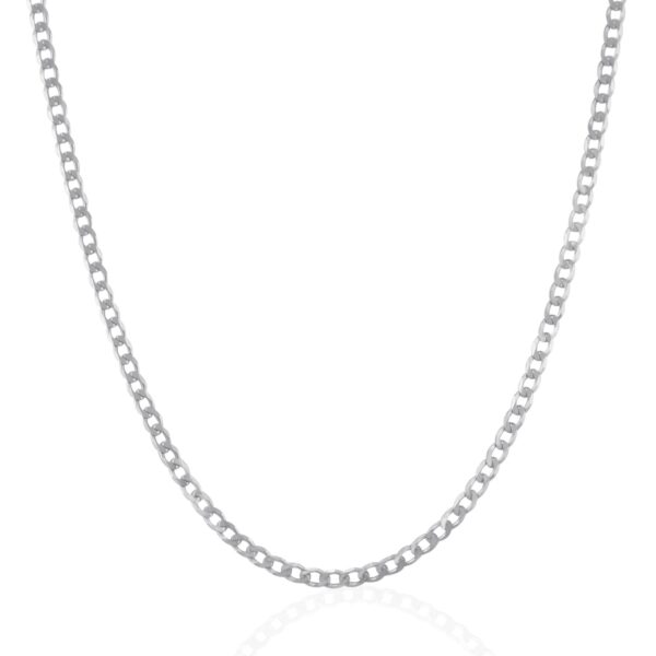 Rhodium Plated Sterling Silver Curb Style Chain (3.00 mm) - Image 2
