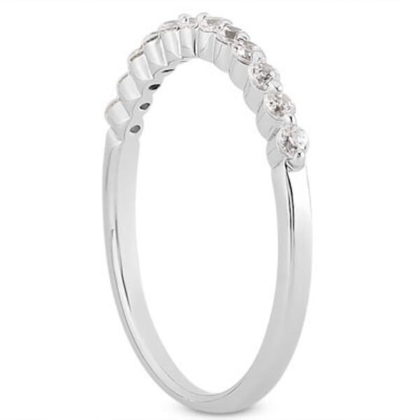 14k White Gold Floating Diamond Single Shared Prong Wedding Ring Band - Image 2
