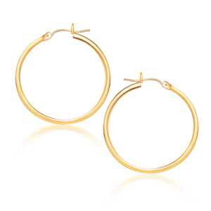 14k Yellow Gold Polished Hoop Earrings (1.5x25mm)