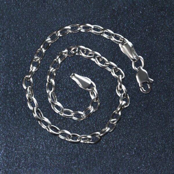 14k White Gold Oval Rolo Bracelet  (3.20 mm) - Image 4