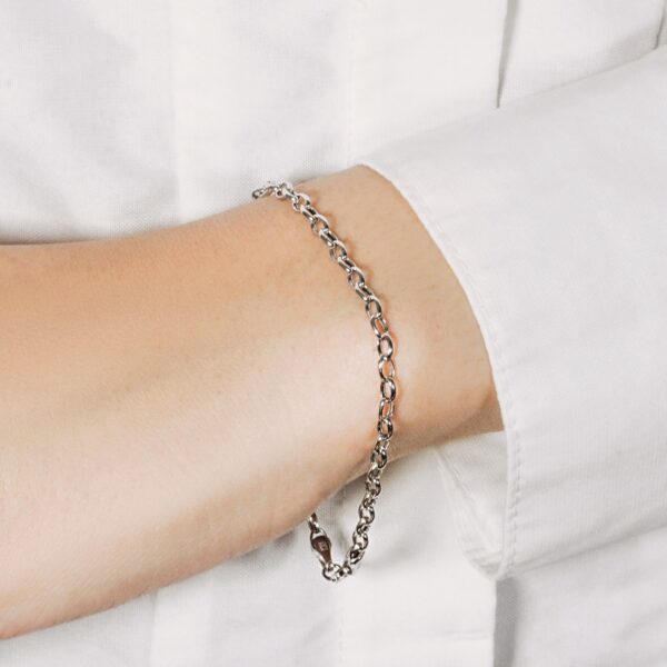 14k White Gold Oval Rolo Bracelet  (3.20 mm) - Image 6
