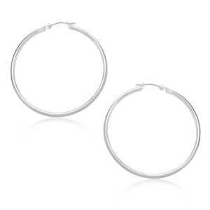 14k White Gold Polished Hoop Earrings (1.5x30mm)