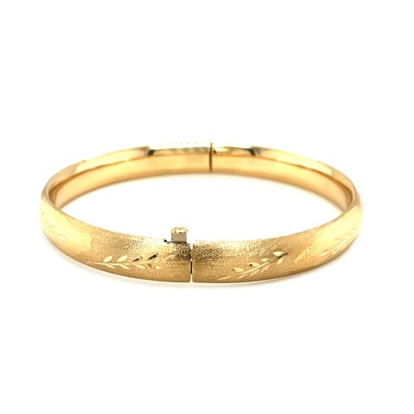 Classic Floral Carved Bangle in 14k Yellow Gold (8.00 mm) - Image 3