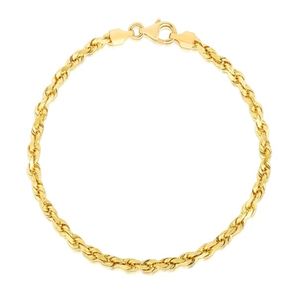 14k Yellow Gold Solid Diamond Cut Rope Bracelet (4.00 mm) - Image 2