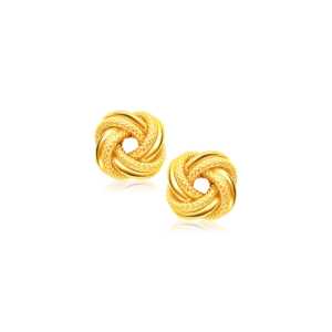 14k Yellow Gold Intertwined Love Knot Stud Earrings