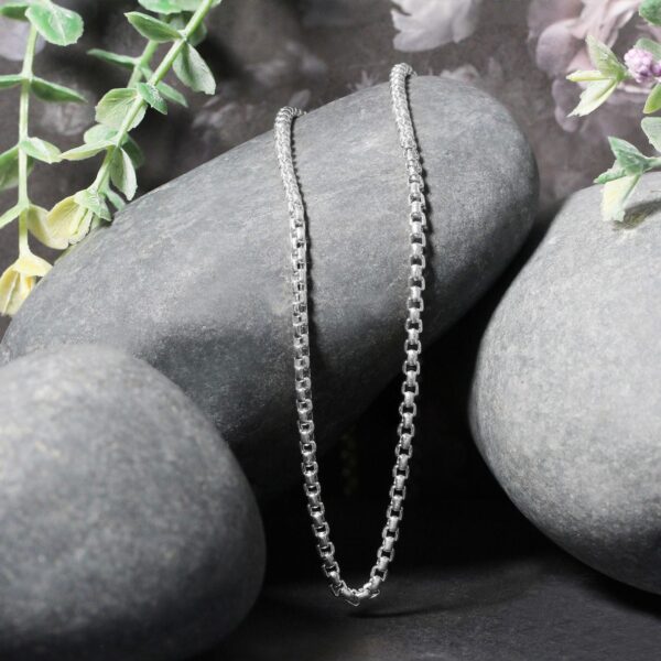 14k White Gold Round Box Chain (2.5 mm) - Image 5