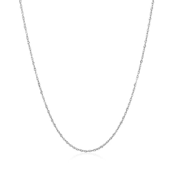14k White Gold Singapore Chain 0.8mm (0.81 mm) - Image 2