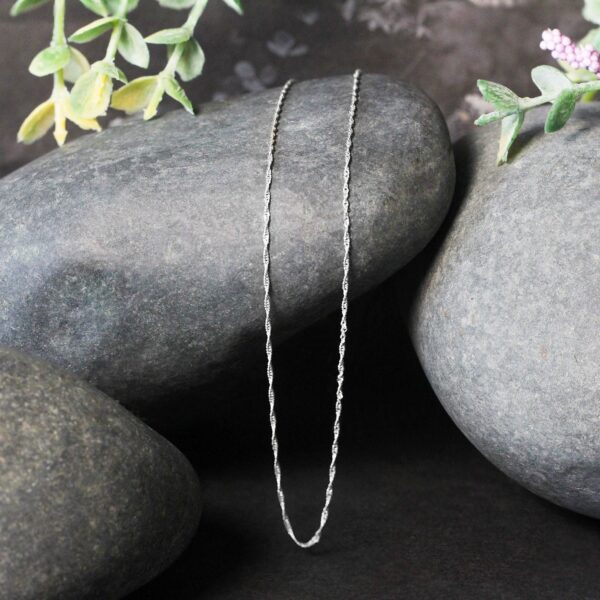 14k White Gold Singapore Chain 0.8mm (0.81 mm) - Image 5