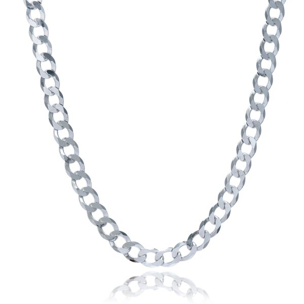 Rhodium Plated Sterling Silver Curb Style Chain (7.90 mm) - Image 2