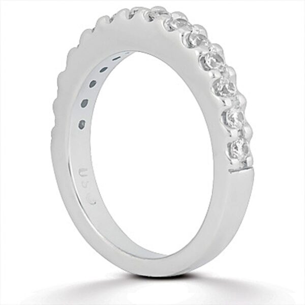 14k White Gold Shared Prong Diamond Wedding Ring Band - Image 2