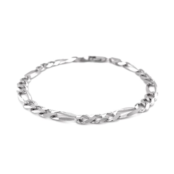 14k White Gold Solid Figaro Bracelet (6.00 mm) - Image 2