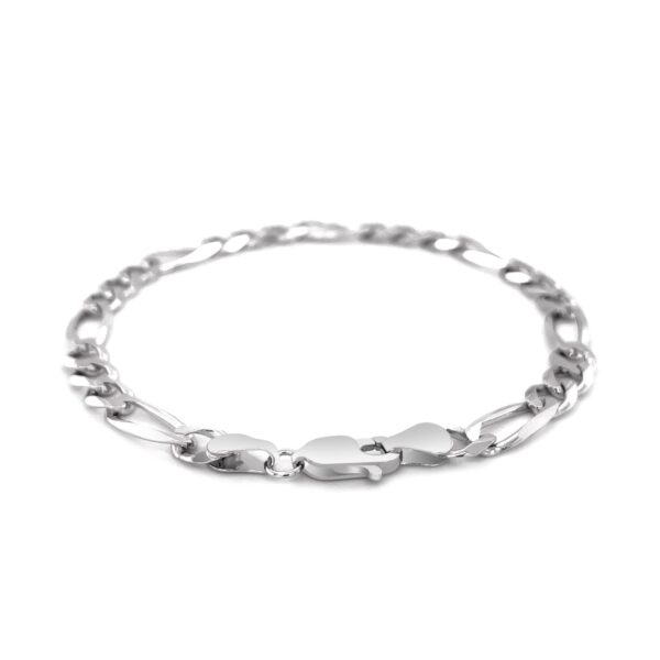 14k White Gold Solid Figaro Bracelet (6.00 mm) - Image 3