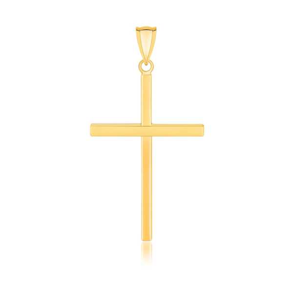 14k Yellow Gold Polished Flat Cross Pendant
