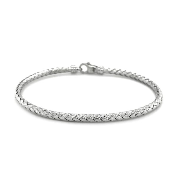 Fancy Weave Bangle in 14k White Gold (3.00 mm) - Image 3