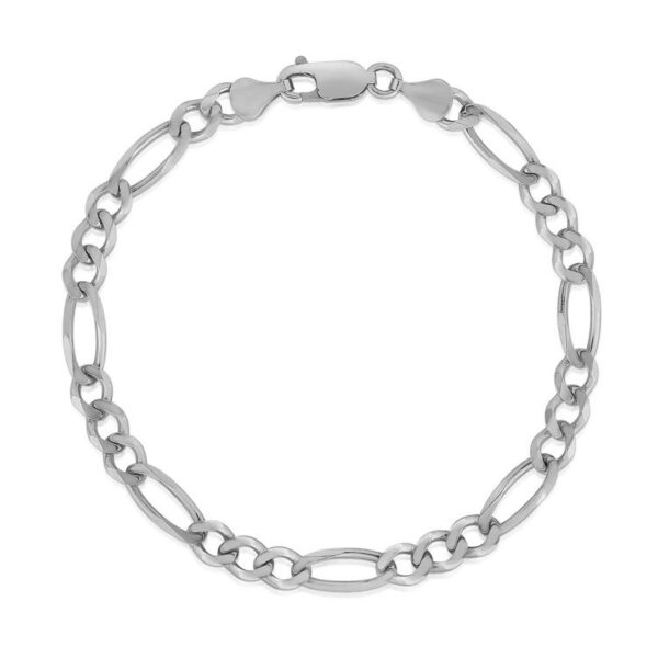 14k White Gold Solid Figaro Bracelet (4.50 mm) - Image 2
