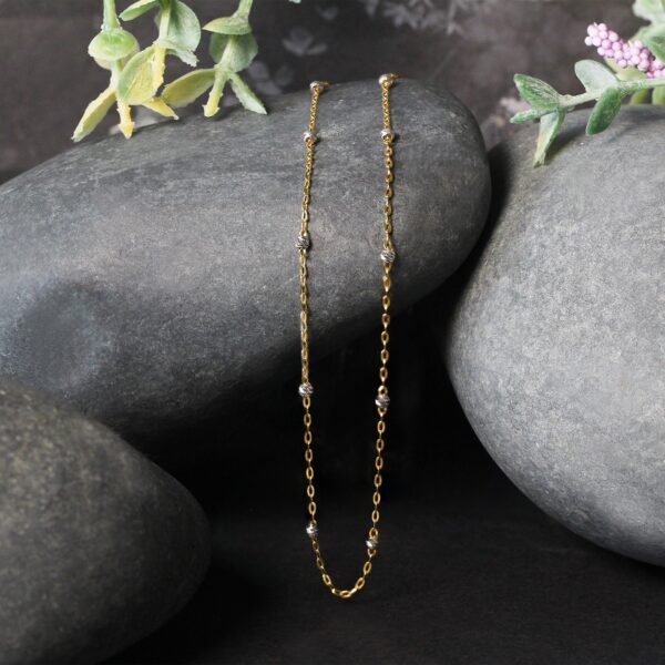 Diamond Cut Bead Links Pendant Chain in Two Tone Gold (3.50 mm) - Image 2