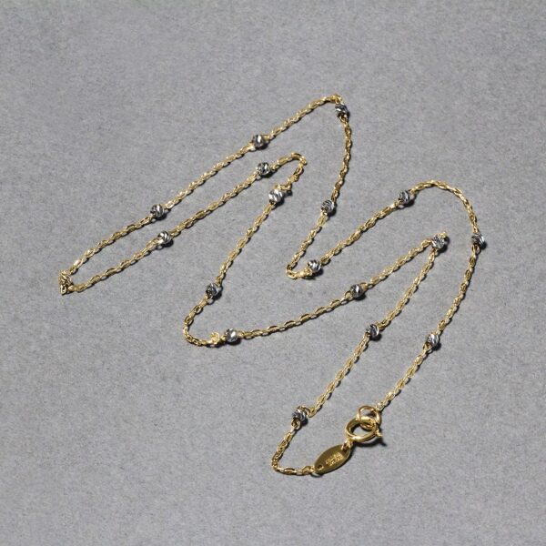 Diamond Cut Bead Links Pendant Chain in Two Tone Gold (3.50 mm) - Image 3