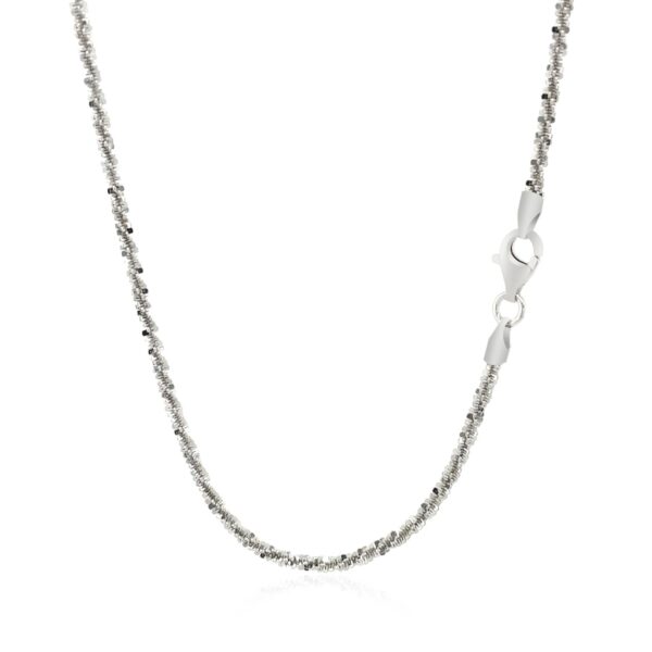 Rhodium Plated 2.2mm Sterling Silver Sparkle Style Chain (2.20 mm) - Image 3