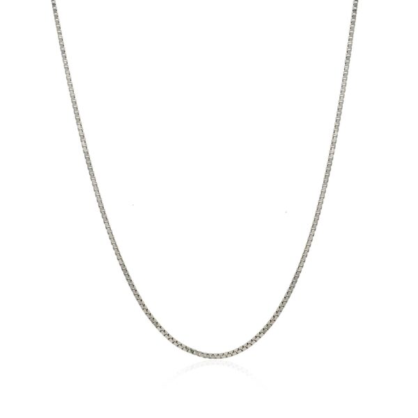 14k White Gold Classic Box Chain (0.85 mm) - Image 2