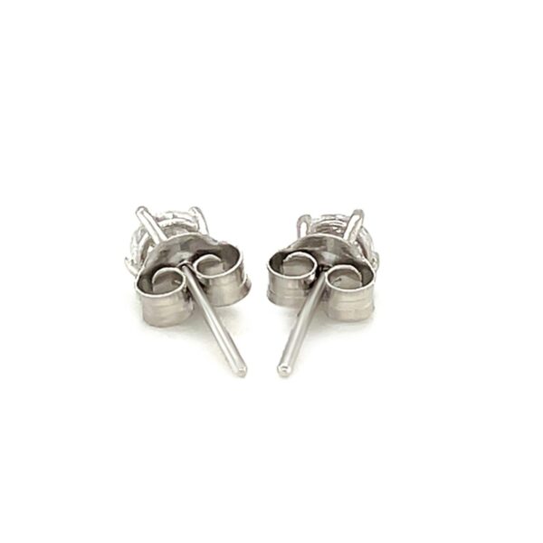 Sterling Silver Faceted White Cubic Zirconia Stud Earrings(4mm) - Image 3