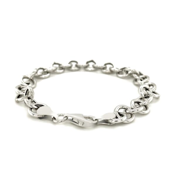 Sterling Silver Rolo Style Polished Charm Bracelet with Rhodium Plating(8.15 mm) - Image 4
