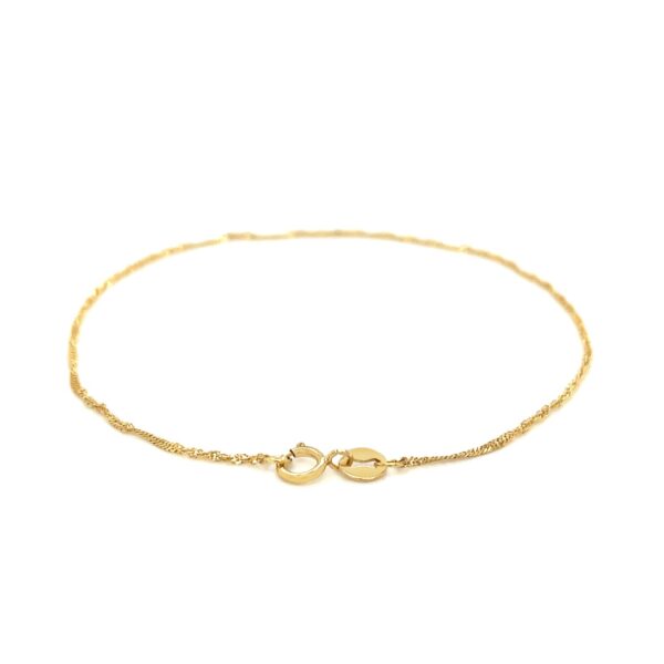 14k Yellow Gold Singapore Bracelet (1.10 mm) - Image 3