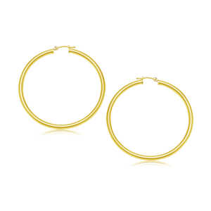 14k Yellow Gold Polished Hoop Earrings (3x30mm)