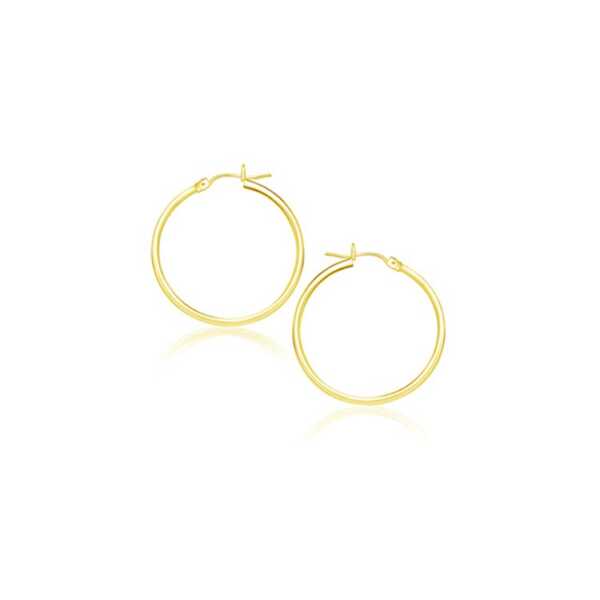 14k Yellow Gold Polished Hoop Earrings (2x20mm)