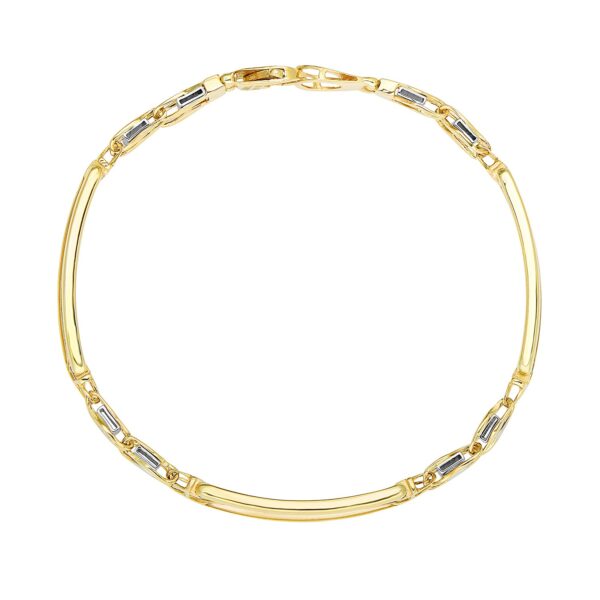 14k Two-Tone Gold Fancy Bar Style Mens Bracelet with Curved Connectors (9.65 mm) - Image 2