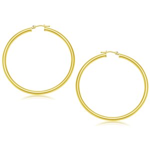 14k Yellow Gold Polished Hoop Earrings (3x50mm)