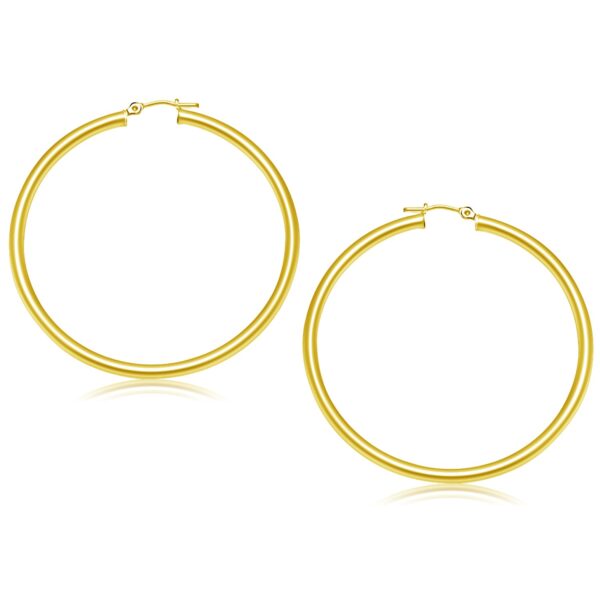 14k Yellow Gold Polished Hoop Earrings (3x50mm)