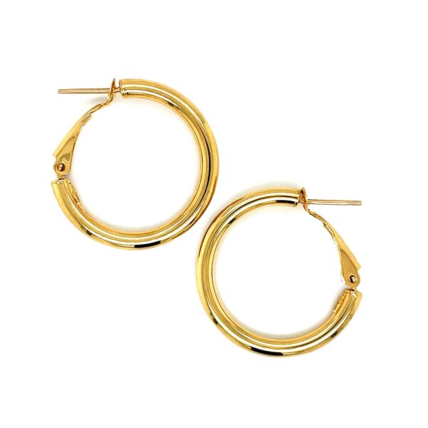 14k Yellow Gold High Polish  Hoop Earrings(2x20mm) - Image 2