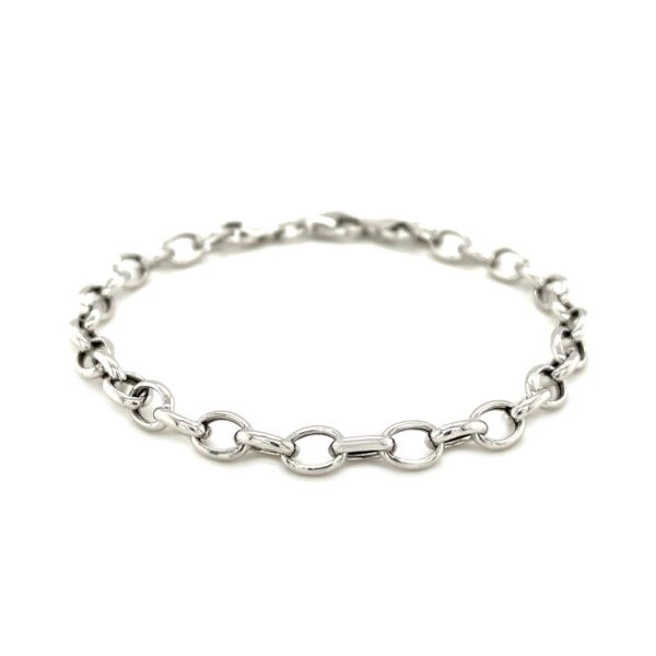Sterling Silver Polished Charm Bracelet with Rhodium Plating (5.10 mm) - Image 3