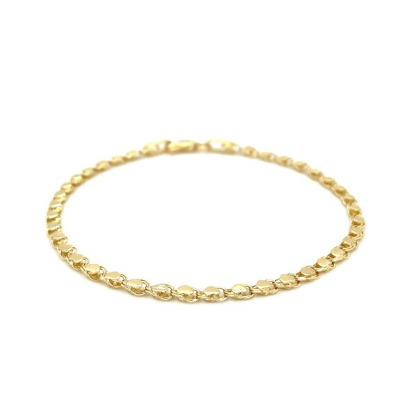14k Yellow Gold Heart Bracelet (3.00 mm) - Image 2