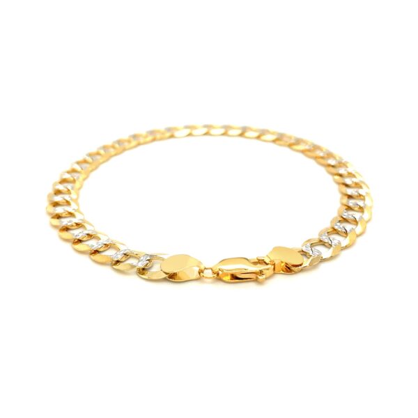 14k Two Tone Gold Pave Curb Bracelet (7.00 mm) - Image 3