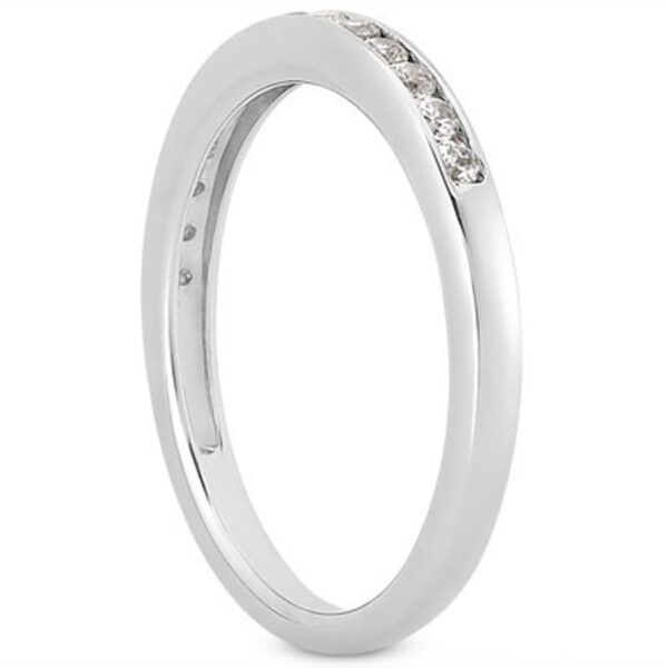 14k White Gold Channel Set Diamond Wedding Ring Band Set 1/3 Around - Image 2