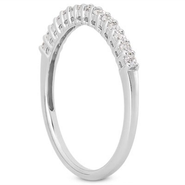 14k White Gold Shared Prong Diamond Wedding Ring Band with Airline Gallery - Image 2