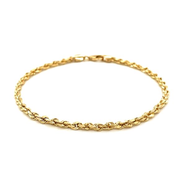 14k Yellow Gold Solid Diamond Cut Rope Bracelet (3.00 mm) - Image 2
