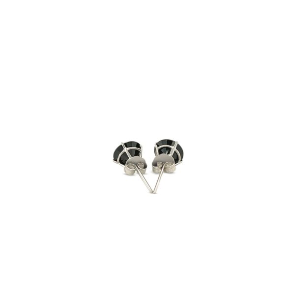 14k White Gold Stud Earrings with Black Faceted Cubic Zirconia(6mm) - Image 3
