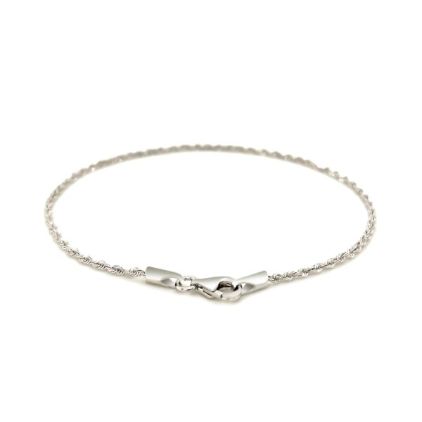 14k White Gold Solid Diamond Cut Rope Bracelet (1.60 mm) - Image 3