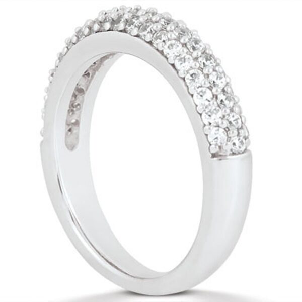 14k White Gold Triple Multi-Row Micro- Pave Diamond Wedding Ring Band - Image 2