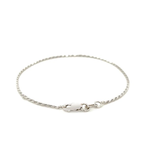 14k White Gold Solid Diamond Cut Rope Bracelet (1.80 mm) - Image 2