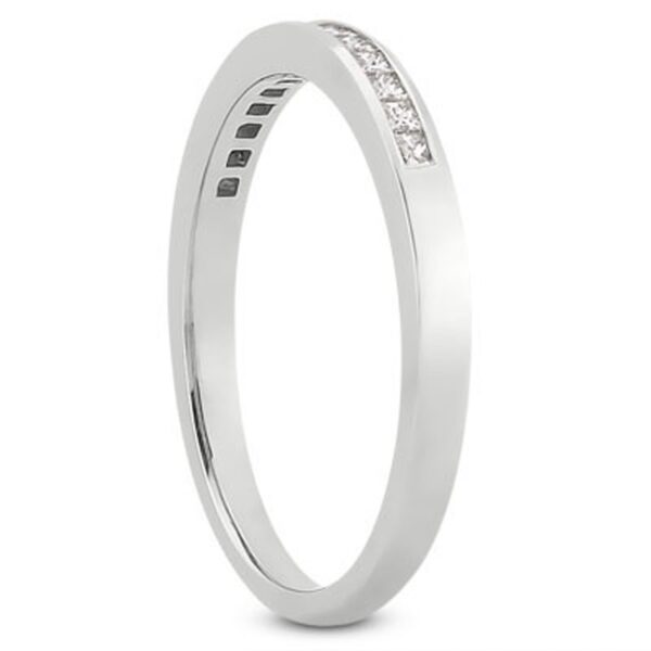 14k White Gold Channel Set Princess Diamond Wedding Ring Band - Image 2