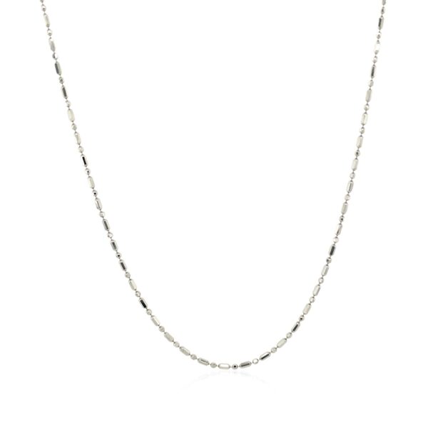 14k White Gold Diamond-Cut Bead Chain (0.90 mm) - Image 2