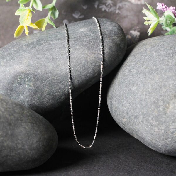 14k White Gold Diamond-Cut Bead Chain (0.90 mm) - Image 4
