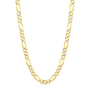 14K Yellow Gold Solid Pave Figaro Chain (5.90 mm)