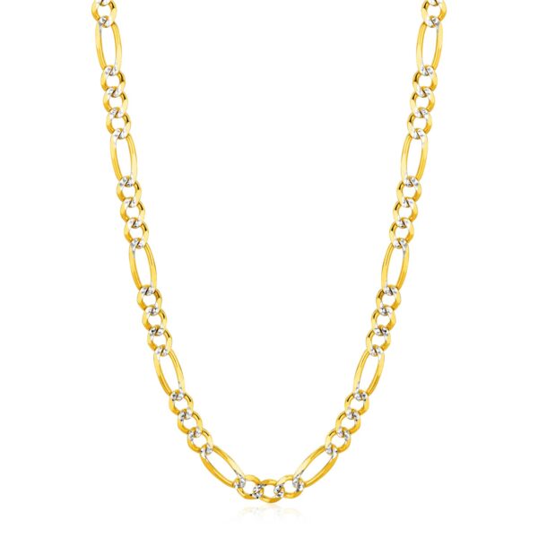 14K Yellow Gold Solid Pave Figaro Chain (5.90 mm)