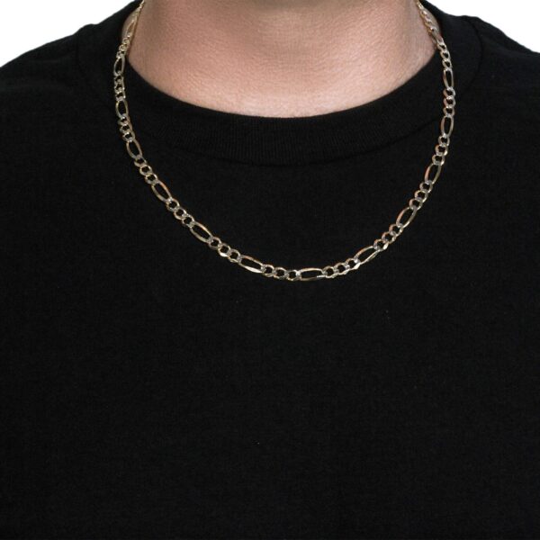 14K Yellow Gold Solid Pave Figaro Chain (5.90 mm) - Image 3